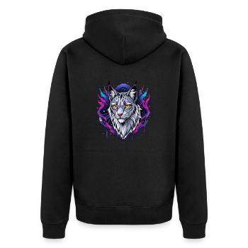 lynx - Unisex Premium Bio Zip Hoodie - Schwarz - Hinten - Nico (187cm)