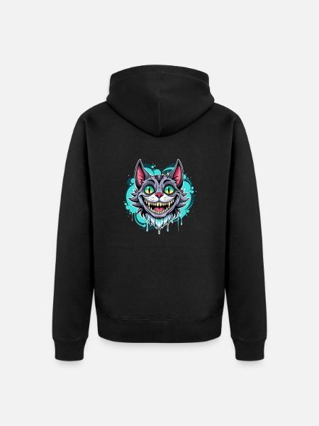 Happy Cat - Unisex Premium Organic Zip Hoodie - black