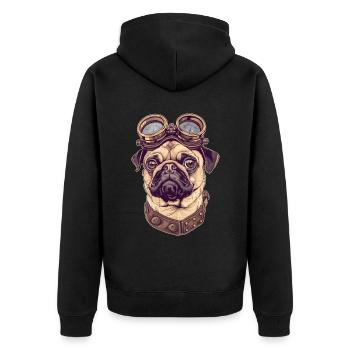 Steampunk Mops - Unisex Premium Bio Zip Hoodie - Schwarz - Hinten - Nico (187cm)