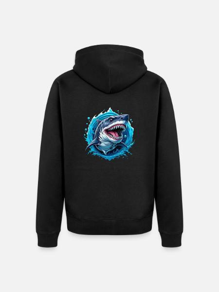 requin - Veste à capuche bio Premium Unisexe - noir