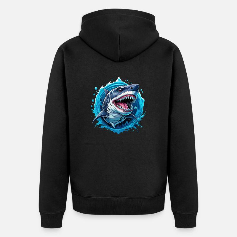 requin - Veste à capuche bio Premium Unisexe - noir