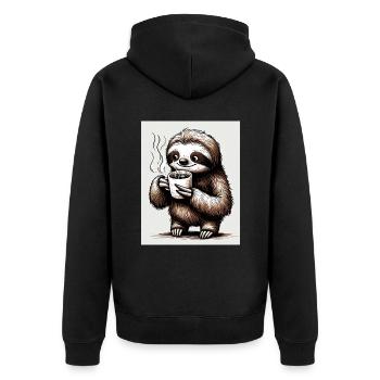 Kaffauli - Unisex Premium Bio Zip Hoodie - Schwarz - Hinten - Nico (187cm)