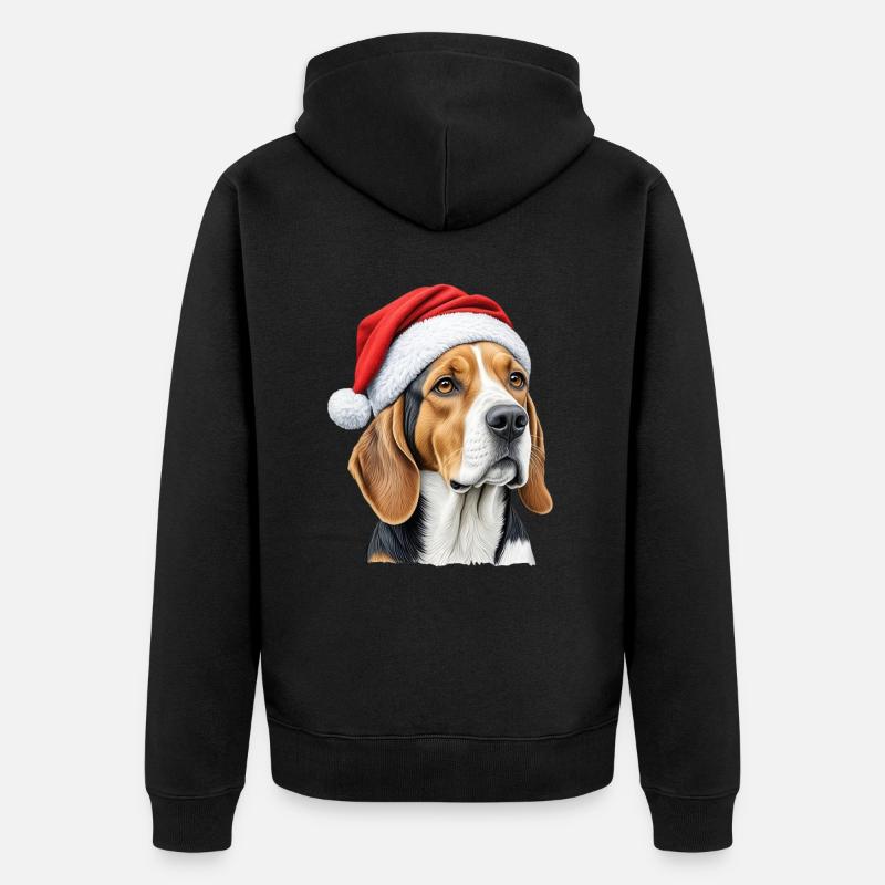 Chien beagle de Noël - Veste à capuche bio Premium Unisexe - noir