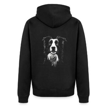 Border Collie Portrait Chiens Chien Chien Chien de troupeau - Veste à capuche bio Premium Unisexe - noir - Dos - Nico (187cm)
