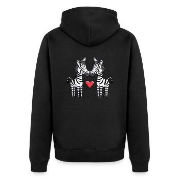 Couple de zèbres Coeur - Veste à capuche bio Premium Unisexe - noir - Dos - Nico (187cm)