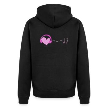 musik herz - Unisex Premium Bio Zip Hoodie - Schwarz - Hinten - Nico (187cm)