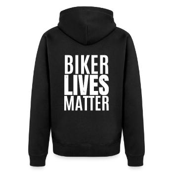 biker lives matter - Veste à capuche bio Premium Unisexe - noir - Dos - Nico (187cm)