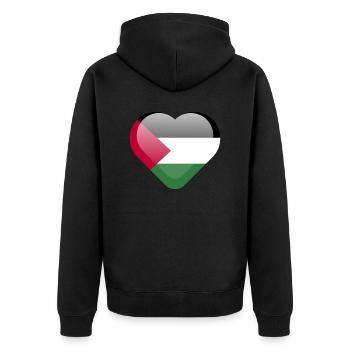 love palestine flag - Unisex Premium Bio Zip Hoodie - Schwarz - Hinten - Nico (187cm)