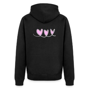 herzen herz - Unisex Premium Bio Zip Hoodie - Schwarz - Hinten - Nico (187cm)