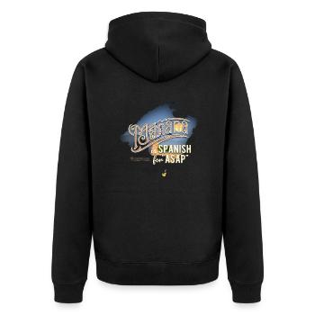 Mañana Saying T-Shirt Design - Unisex Premium Organic Zip Hoodie - black - Back - Nico (187cm)
