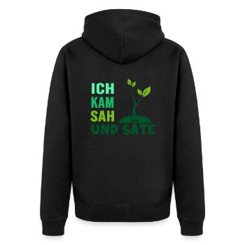 Garten Aussaat Pflanzen Gärtner Gartenarbeit - Unisex Premium Bio Zip Hoodie - Schwarz - Hinten - Nico (187cm)