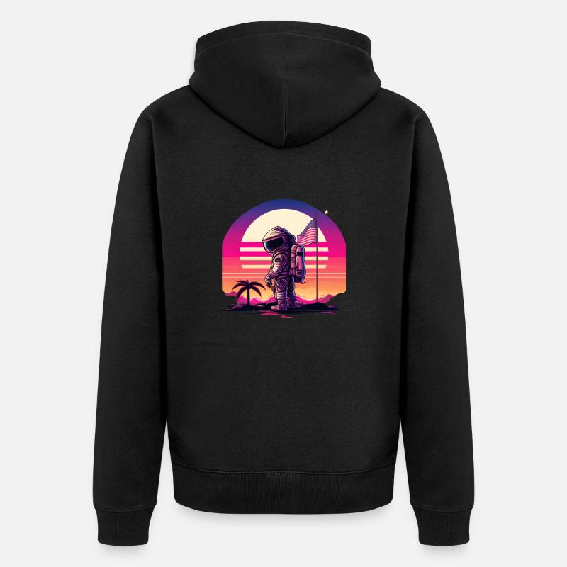 Synthwave Astronaut Space Sunset - Veste à capuche bio Premium Unisexe - noir