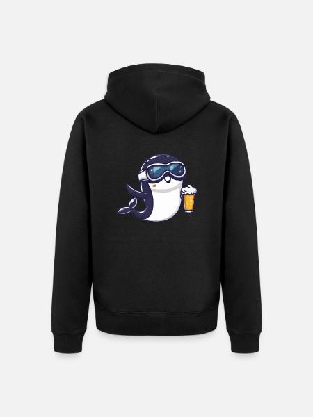 Whale Après Ski Beer Comic - Unisex Premium Organic Zip Hoodie - black