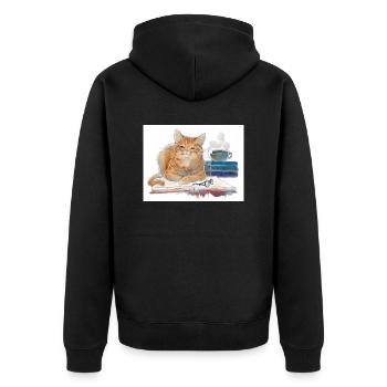 Je lis des livres Je bois du café Amant drôle de chat - Veste à capuche bio Premium Unisexe - noir - Dos - Nico (187cm)