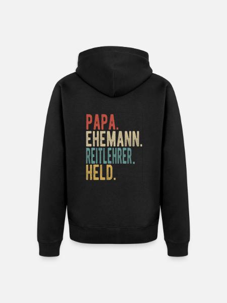 Reitlehrer Papa Ehemann Held - Unisex Premium Bio Zip Hoodie - Schwarz