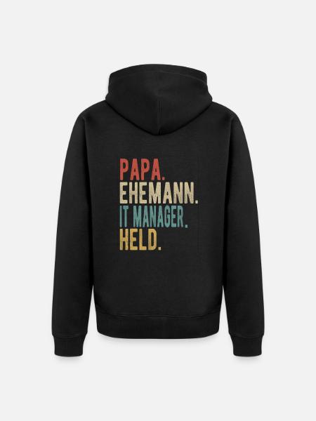 It Manager Papa Ehemann Held - Unisex Premium Bio Zip Hoodie - Schwarz