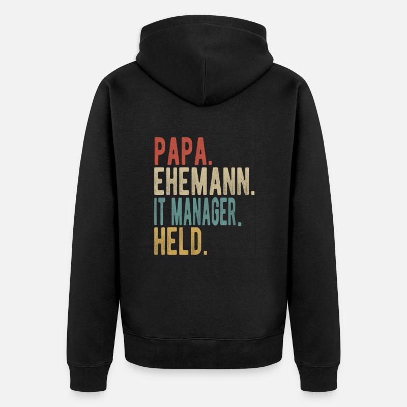 It Manager Papa Ehemann Held - Unisex Premium Bio Zip Hoodie - Schwarz