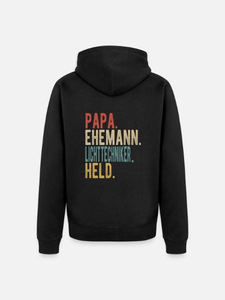 Lichttechniker Papa Ehemann Held - Unisex Premium Bio Zip Hoodie - Schwarz