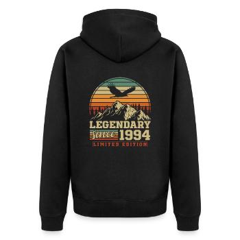 Legendary since 1994 Vintage Vintage Birthday - Unisex Premium Organic Zip Hoodie - black - Back - Nico (187cm)