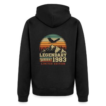 Légendaire depuis 1983 Vintage Vintage Anniversaire - Veste à capuche bio Premium Unisexe - noir - Dos - Nico (187cm)