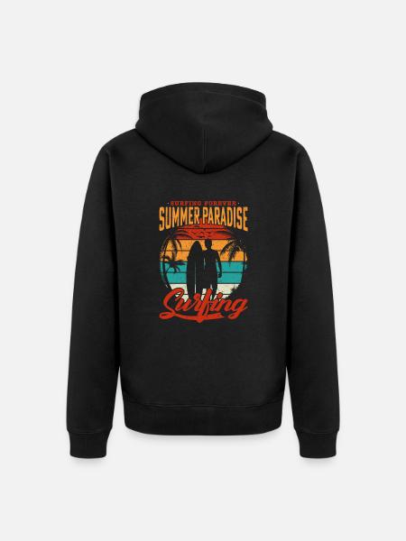 Surfant Shirt - Sommerparadies - Unisex Premium Bio Zip Hoodie - Schwarz