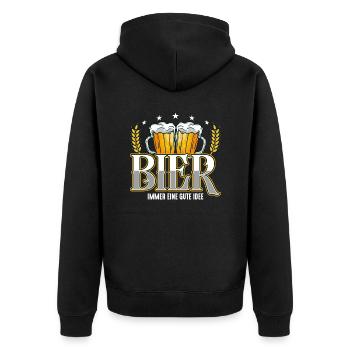 Bier Gute Idee Biertrinken Saufen Party Funshirt - Unisex Premium Bio Zip Hoodie - Schwarz - Hinten - Nico (187cm)