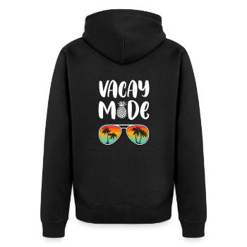 Vacay Mode Summer Vacation Sunglasses Palm Trees - Unisex Premium Organic Zip Hoodie - black - Back - Nico (187cm)
