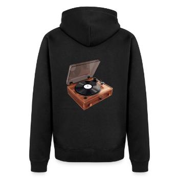 Klassiker auf Platte: Eine zweidimensionale Illust - Unisex Premium Bio Zip Hoodie - Schwarz - Hinten - Nico (187cm)