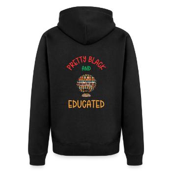 Hübsche schwarze und gebildete schwarze Afroamerikanerin - Unisex Premium Bio Zip Hoodie - Schwarz - Hinten - Nico (187cm)