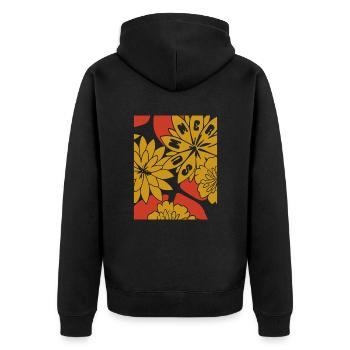 Blumen - Frühling - Blüten - Unisex Premium Bio Zip Hoodie - Schwarz - Hinten - Nico (187cm)