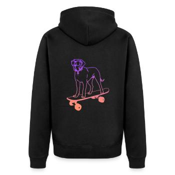 Skateboarding Hund auf Skateboard Tricks Skater - Unisex Premium Bio Zip Hoodie - Schwarz - Hinten - Nico (187cm)