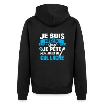 Je suis mécano humour cadeau mécanicien - Veste à capuche bio Premium Unisexe - noir - Dos - Nico (187cm)