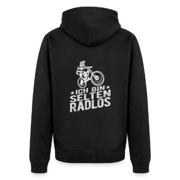Selten Radlos Fahrrad Radsport Fahrradfahrer Bike - Unisex Premium Bio Zip Hoodie - Schwarz - Hinten - Nico (187cm)