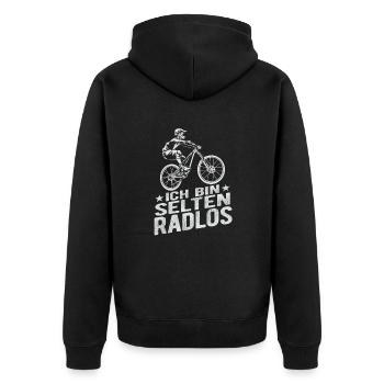 Selten Radlos Fahrrad Radsport Fahrradfahrer Bike - Unisex Premium Bio Zip Hoodie - Schwarz - Hinten - Nico (187cm)