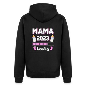 Maman 2023 Chargement Mère Mères Maman Fête des mères - Veste à capuche bio Premium Unisexe - noir - Dos - Nico (187cm)