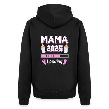 Mama 2025 Loading Mutter Mütter Mom Muttertag - Unisex Premium Bio Zip Hoodie - Schwarz - Hinten - Nico (187cm)