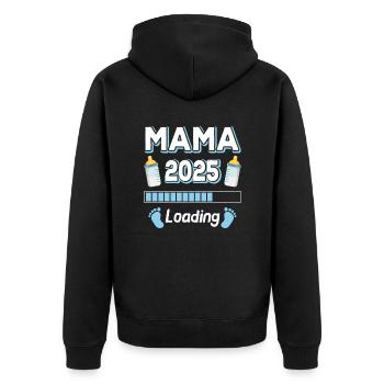 Mama 2025 Loading Mutter Mütter Mom Muttertag - Unisex Premium Bio Zip Hoodie - Schwarz - Hinten - Nico (187cm)