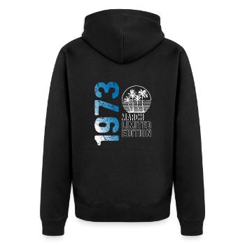 March 1973 limited edition vintage birth year - Unisex Premium Organic Zip Hoodie - black - Back - Nico (187cm)