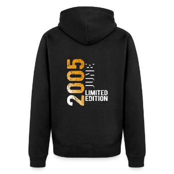 June 2005 limited edition vintage year of birth - Unisex Premium Organic Zip Hoodie - black - Back - Nico (187cm)