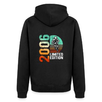 2006 Limited Edition Mountainbike Fahrrad Rad Bike - Unisex Premium Bio Zip Hoodie - Schwarz - Hinten - Nico (187cm)