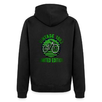 Vintage 1993 30 Birthday Retro Bicycle Cyclist - Unisex Premium Organic Zip Hoodie - black - Back - Nico (187cm)