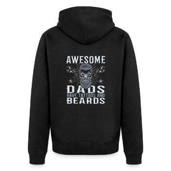 Awesome Dads have Tattoos Beard Vater Tattoo Bart - Unisex Premium Bio Zip Hoodie - Schwarz - Hinten - Nico (187cm)