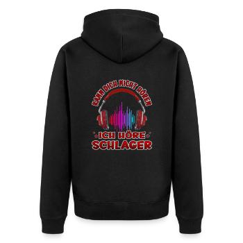 Kann Dich Nicht Hören Höre Schlager Schlagerfan - Unisex Premium Bio Zip Hoodie - Schwarz - Hinten - Nico (187cm)