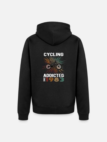 40 Birthday 1983 Vintage Retro Bicycle Cyclist - Unisex Premium Organic Zip Hoodie - black