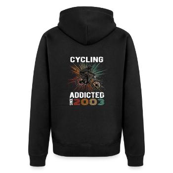 20 Birthday 2003 Vintage Retro Bicycle Cyclist - Unisex Premium Organic Zip Hoodie - black - Back - Nico (187cm)