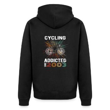 20 Birthday 2003 Vintage Retro Bicycle Cyclist - Unisex Premium Organic Zip Hoodie - black - Back - Nico (187cm)