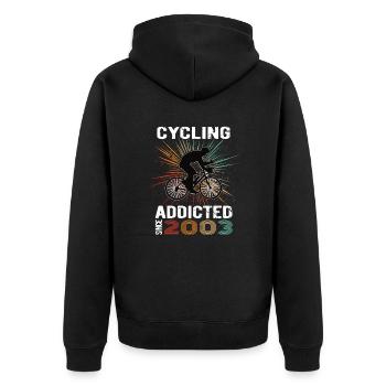 20 Birthday 2003 Vintage Retro Bicycle Cyclist - Unisex Premium Organic Zip Hoodie - black - Back - Nico (187cm)