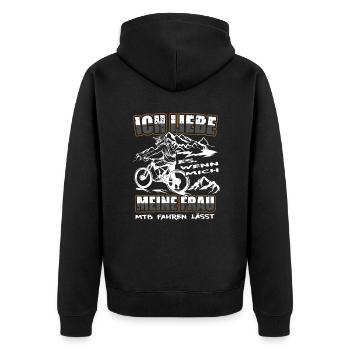 Ich Liebe meine Frau MTB Mountainbike Fahrrad Rad - Unisex Premium Bio Zip Hoodie - Schwarz - Hinten - Nico (187cm)