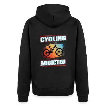 Cycling Addicted Mountain Bike MTB Bicycle Wheel - Unisex Premium Organic Zip Hoodie - black - Back - Nico (187cm)