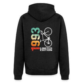 30 Birthday 1993 Vintage Retro Bicycle Cyclist - Unisex Premium Organic Zip Hoodie - black - Back - Nico (187cm)